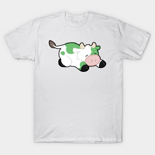 Sleepy Cow - Green T-Shirt by MissOstrich